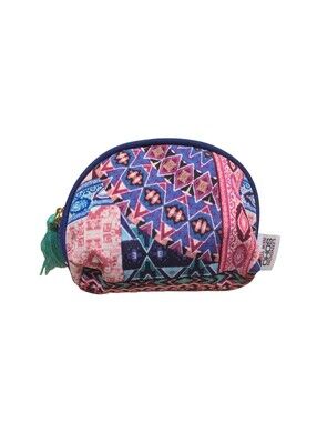 ​London Soho New York Boho Geometric Makeup Bag Tassel Zipper Pink Green Purple